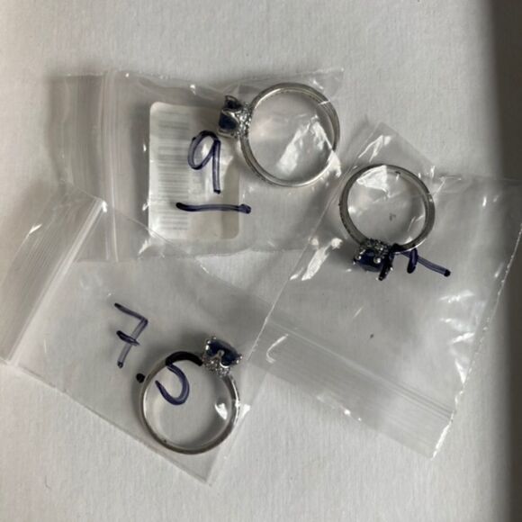 925 Solitaire Ring with Blue Crown-Set CZ - Picture 11 of 11